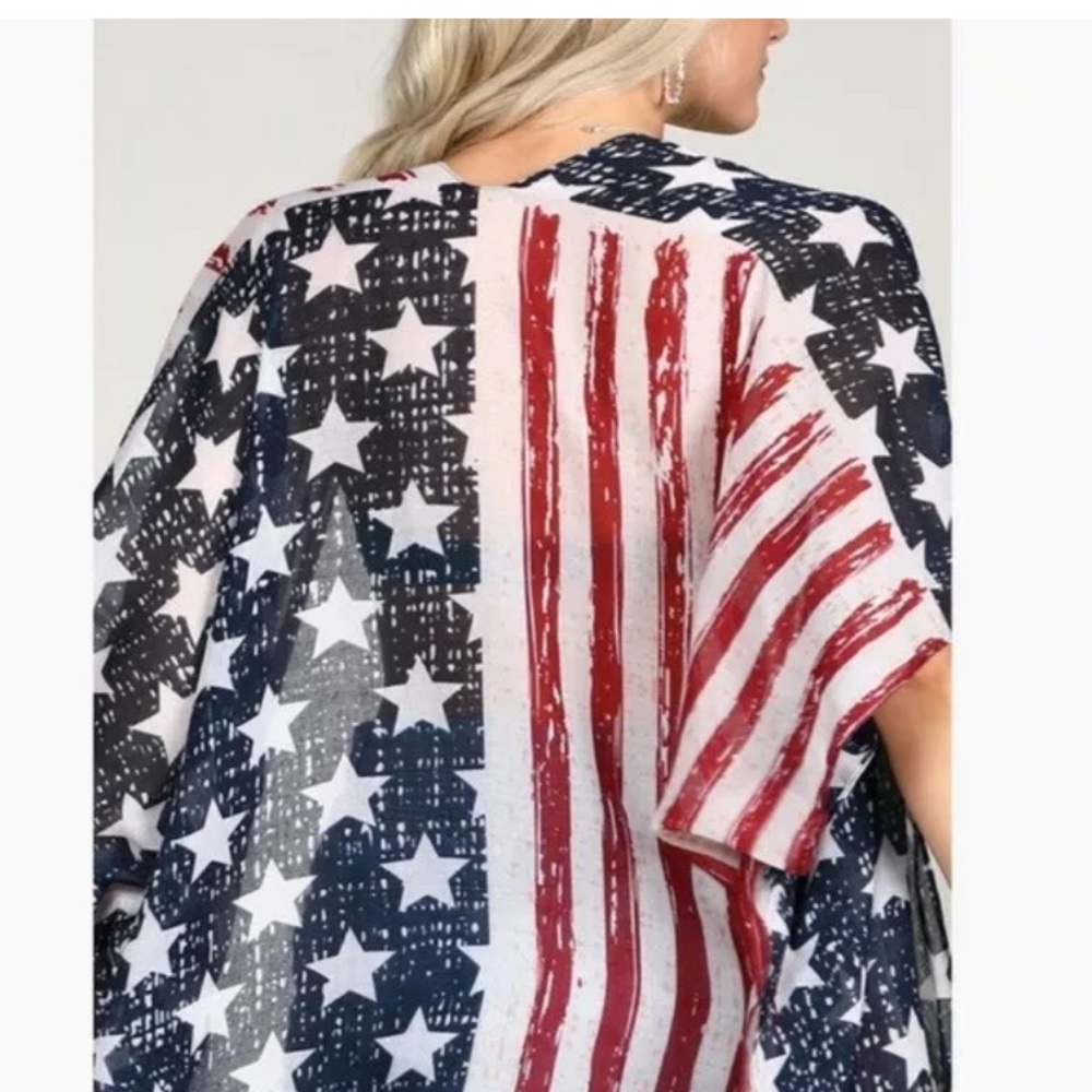 SOLD OUT American Flag Tassel Fringe Kimono Wrap - Picture 4 of 5